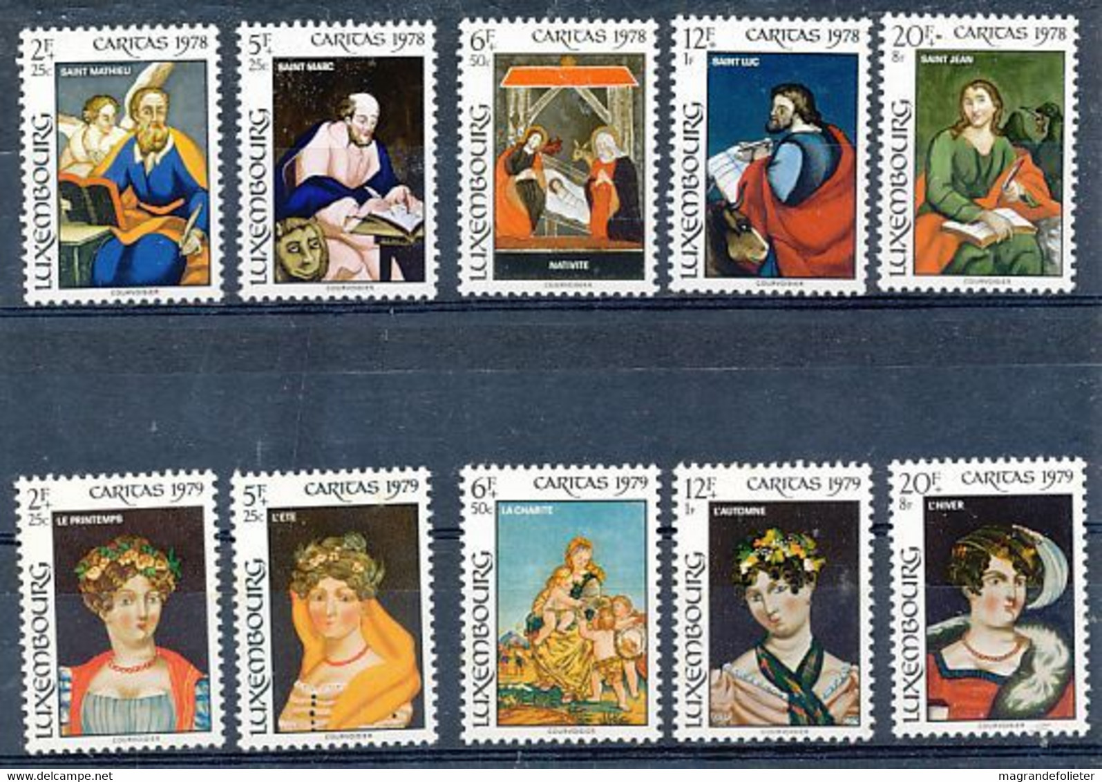 TIMBRE STAMP ZEGEL LUXEMBOURG 2 X CARITAS 926-930 ET 948-952  XX - Sonstige & Ohne Zuordnung