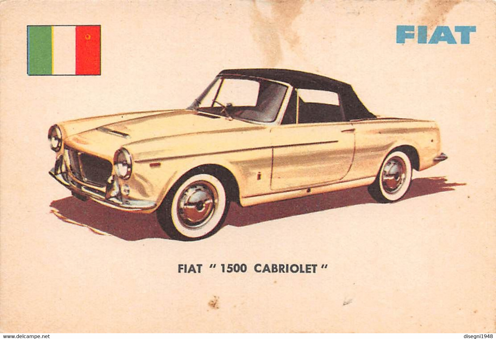 11931 "FIAT 1500 CABRIOLET 18 - AUTO INTERNATIONAL PARADE - SIDAM TORINO - 1961" FIGURINA CARTONATA ORIG. - Motori