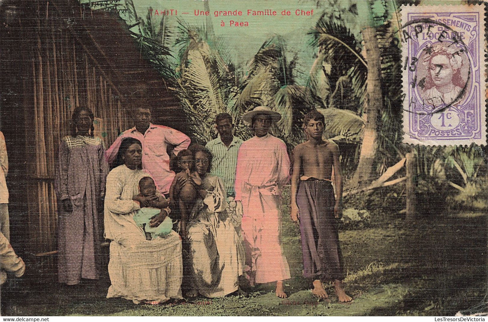 Tahiti - Tahaa - Une Grande Famille De Chef à Paea - Colorisé - Oblitéré Papeete 1914 - Carte Postale Ancienne - Tahiti