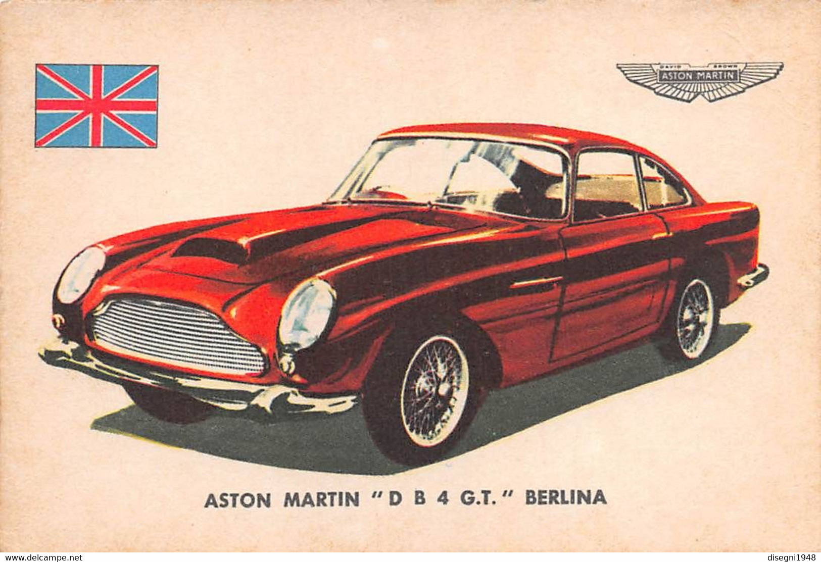 11939 "ASTON MARTIN D B 4 G.T. BERLINA 58 - AUTO INTERNATIONAL PARADE - SIDAM TORINO - 1961" FIGURINA CARTONATA ORIG. - Engine