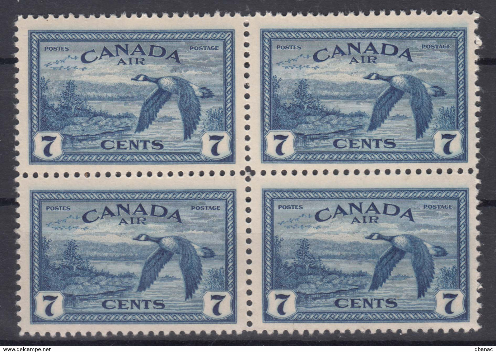 Canada 1946 Airmail Duck Mi#241 Mint Never Hinged Piece Of 4 - Unused Stamps