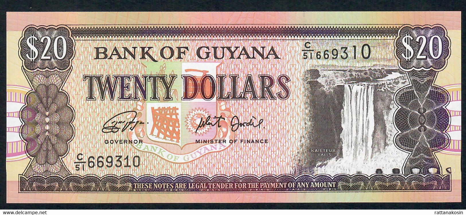 GUYANA P30i 20 DOLLARS #C/51  Type 1996 Issued 2018 Signature 16 UNC. - Guyana