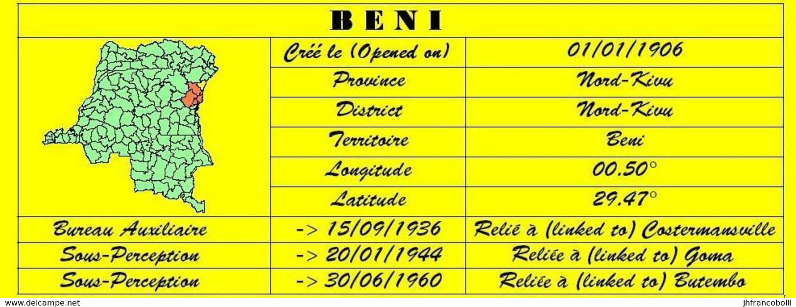 BENI BELGIAN CONGO / CONGO BELGE CANCEL STUDY [2] WITH COB 313+363 [ 2 STAMPS ]