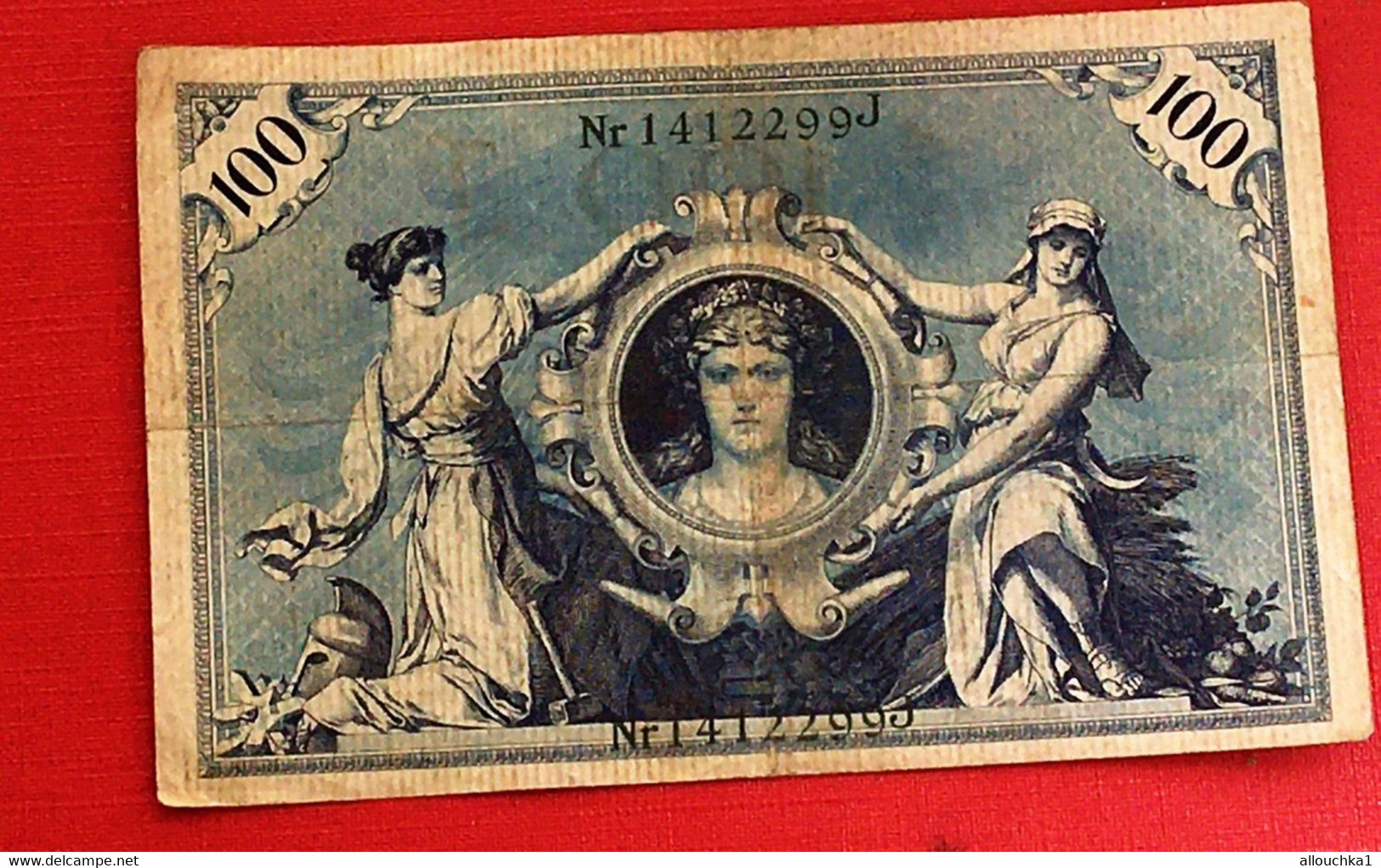 Reichsbanknote 100 Mark 7. Februar 1908 3 Stück Grüne Siegel Erhaltung Guter Zustand Rot -Billet Banque Allemagne-Bank - 100 Mark