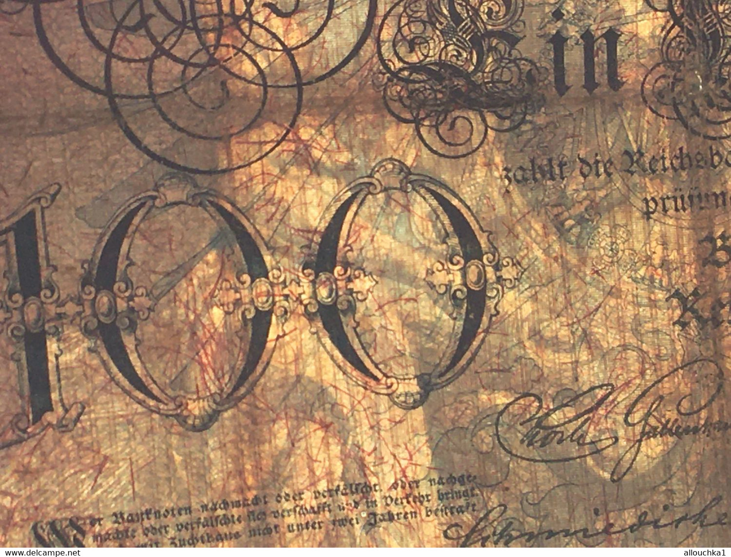 Reichsbanknote 100 Mark 7. Februar 1908 3 Stück Grüne Siegel Erhaltung Guter Zustand Rot -Billet Banque Allemagne-Bank - 100 Mark