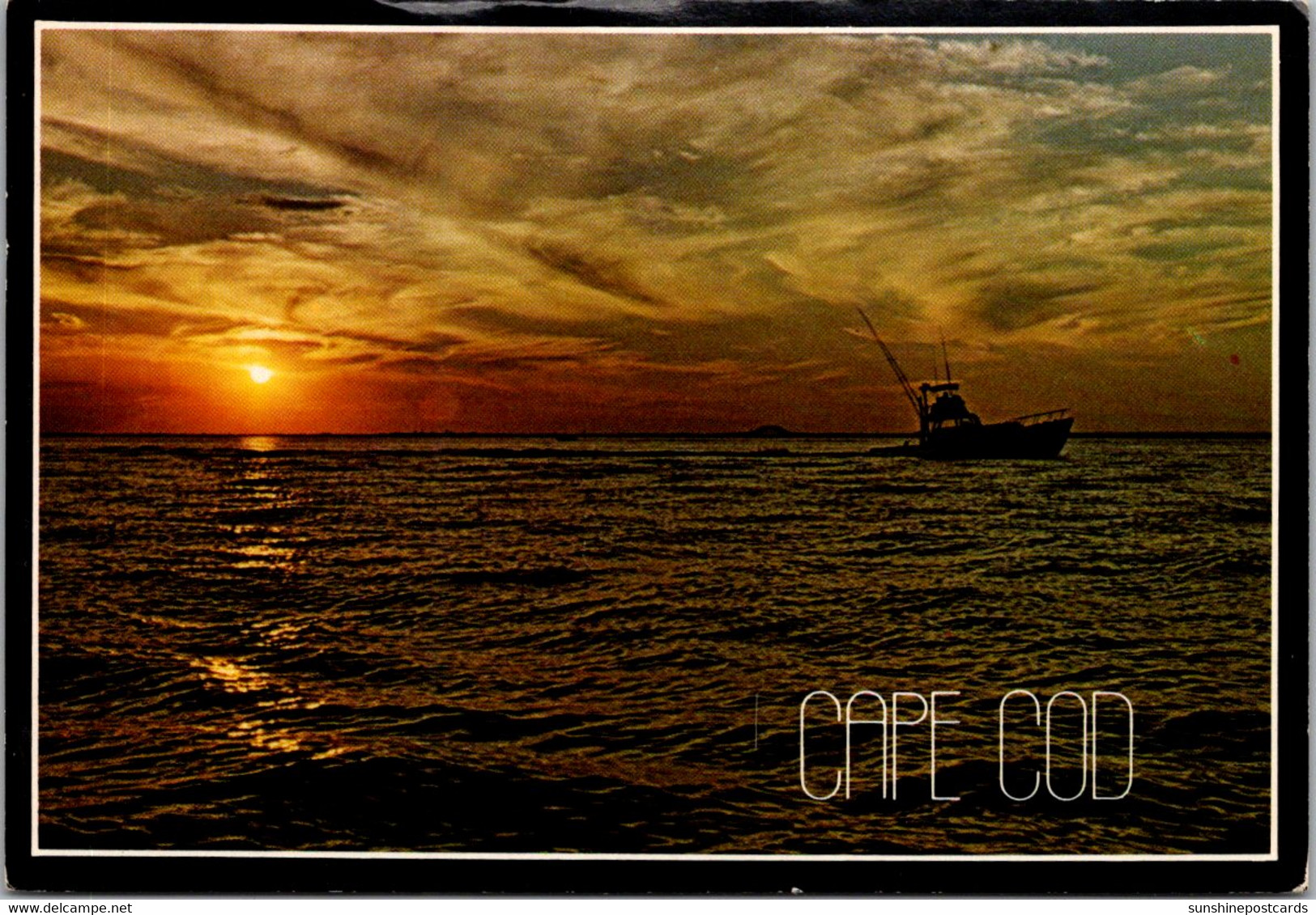 Massachusetts Cape Cod Sunset Over Sport Fishing Boat 1994 - Cape Cod