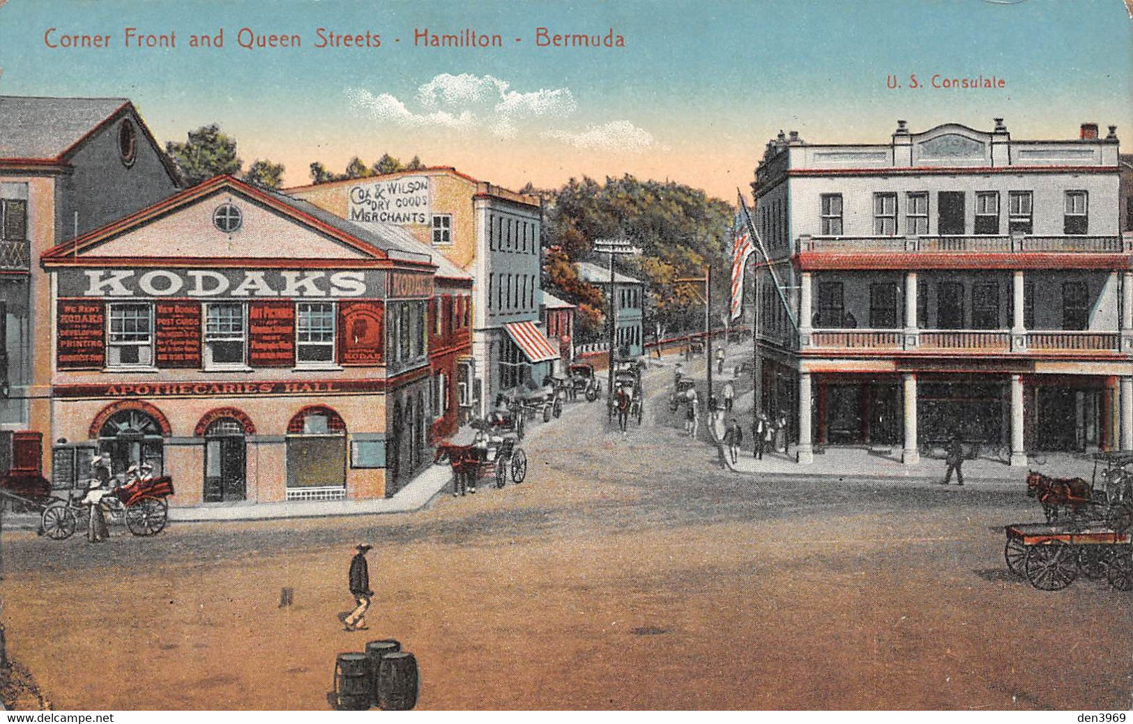 Amérique - BERMUDES - Bermuda - Hamilton Corner Front And Queen Streets - U. S. Consulate, Kodaks, Apothecarie's Hall - Bermuda