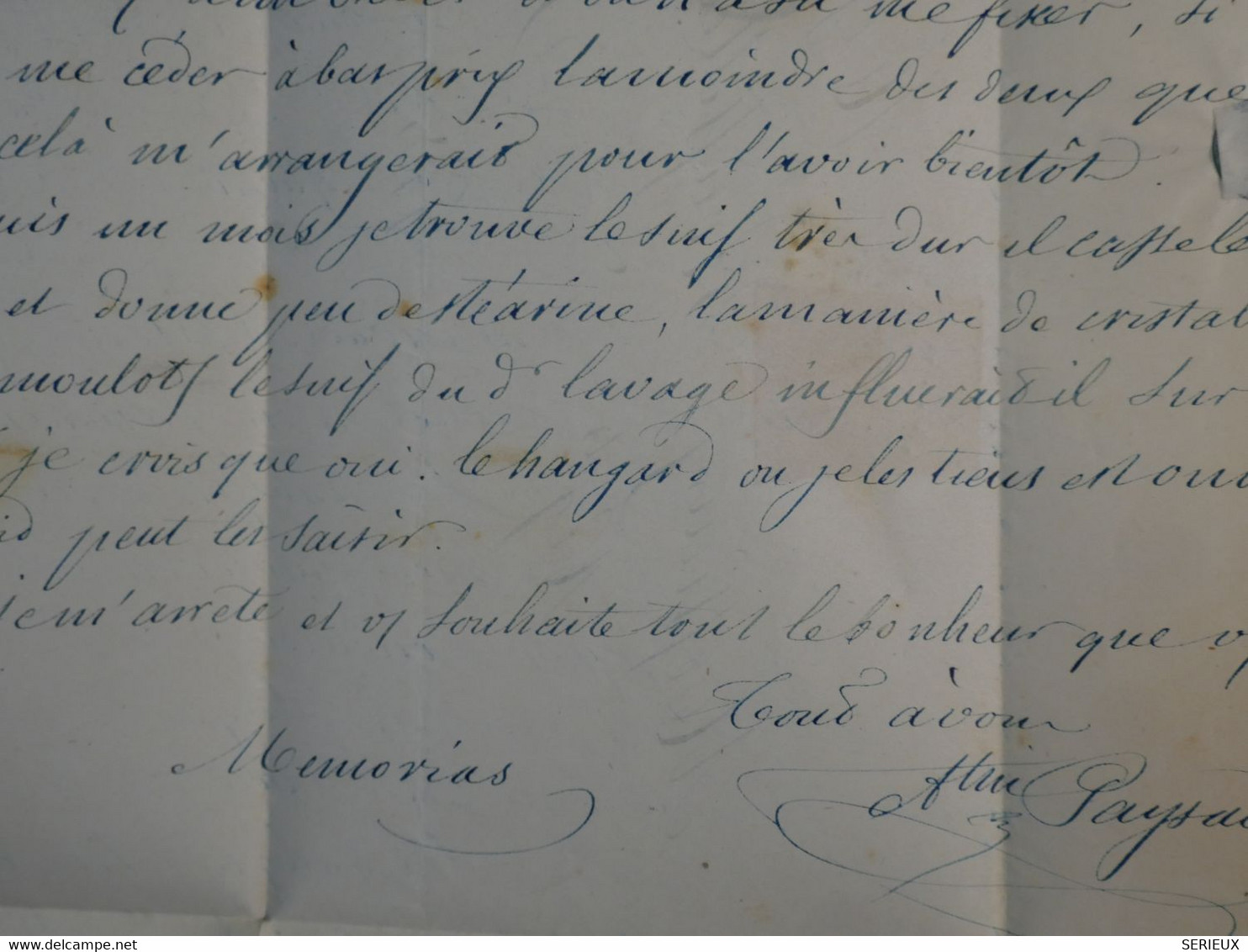 BO8 FRANCE  BELLE LETTRE RR 1853 HERNANI ? A  PAU + N°10 +ENCRE BLEUE +AFFRANCH. INTERESSANT++ - 1852 Louis-Napoleon