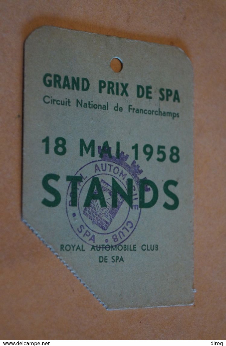 Ancien Laisser Passer De Presse,1958,STANDS ,Grand Prix Spa Francorchamps,pour Collection - Other & Unclassified