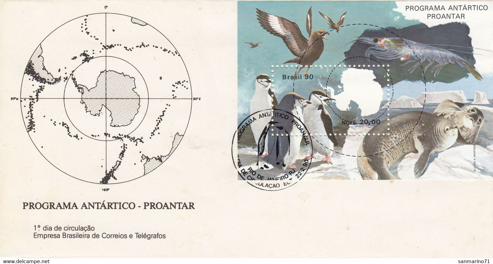 FDC BRAZIL Block  82,Antarctic - Antarctische Fauna