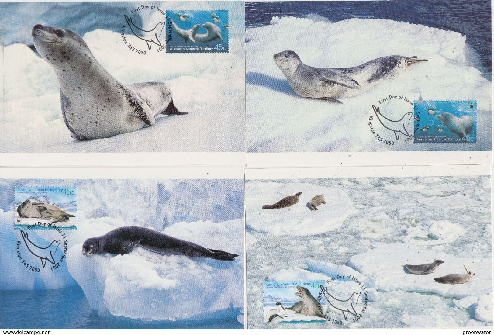 AAT 2001 Leopard Seals 4v 4 Maxicards (XC182) - Maximum Cards