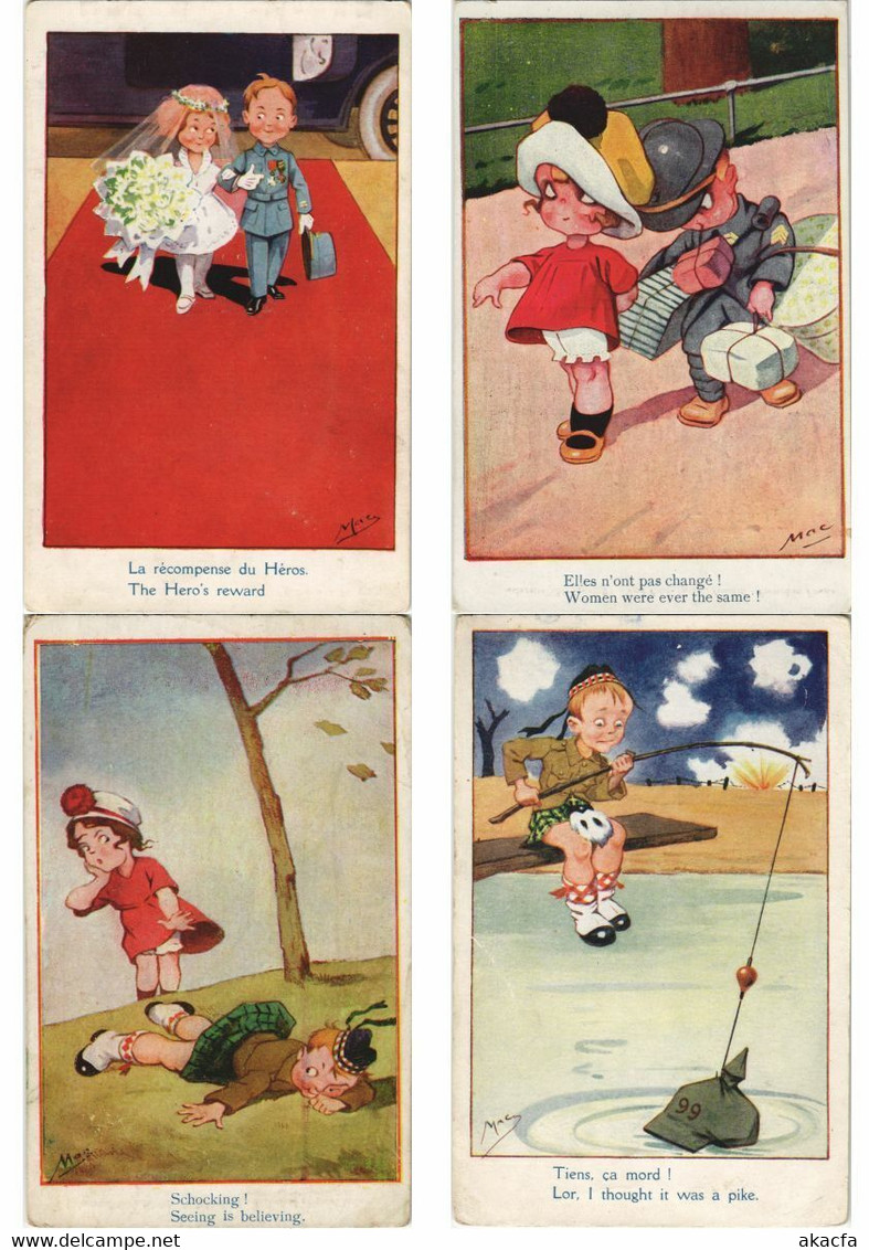 MAC ARTIST SIGNED CHILDREN HUMOR COMIC 20 Vintage Postcards Pre-1940 (L3204) - Mac Mahon