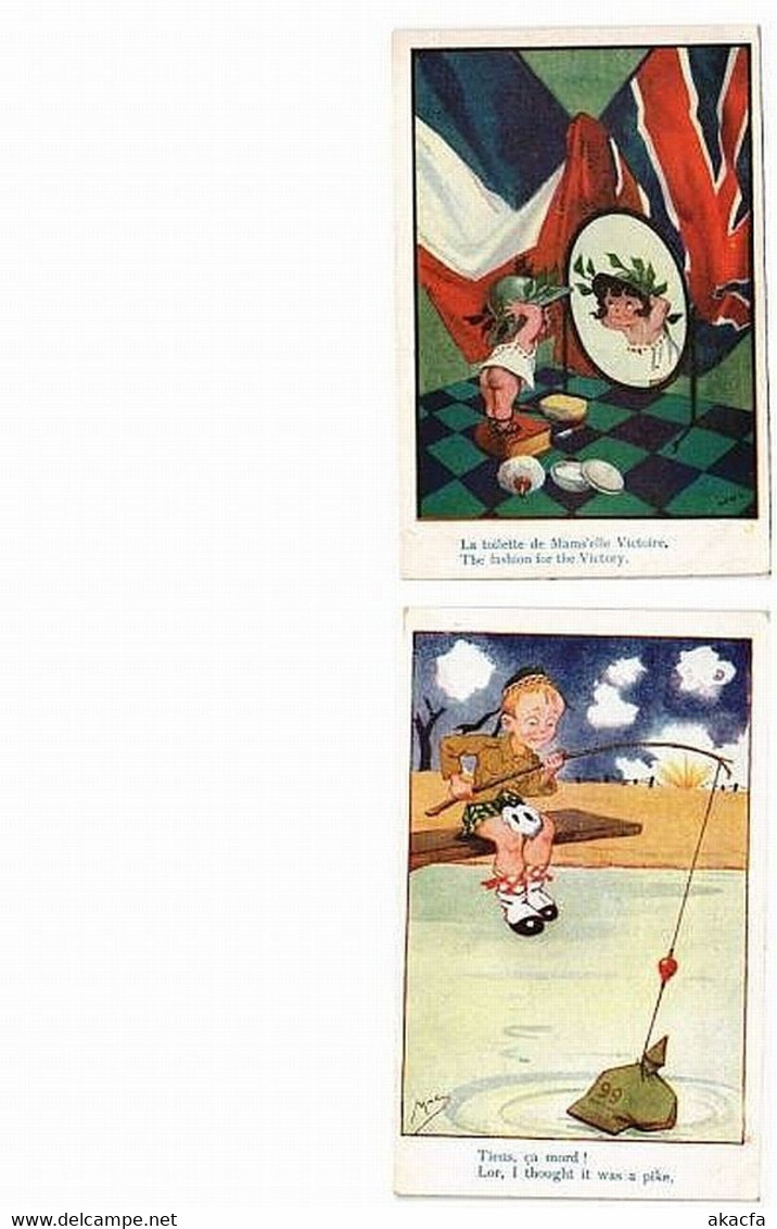MAC ARTIST SIGNED, HUMOR 14 Vintage Postcards (L5539) - Mac Mahon