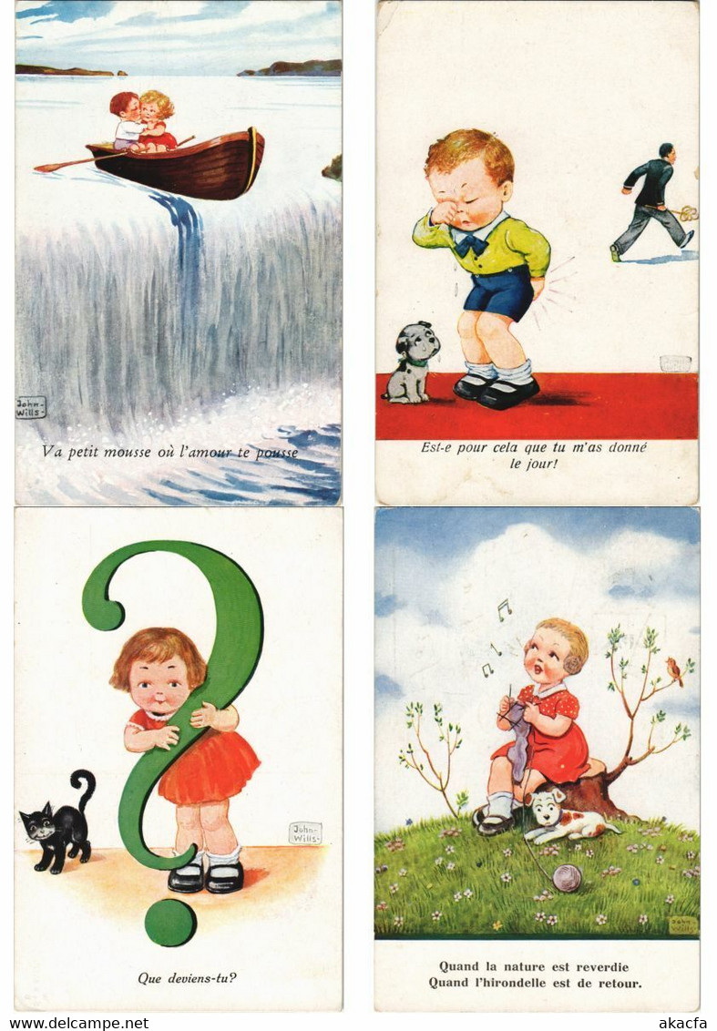 JOHN WILLS ARTIST SIGNED CHILDREN 48 Vintage Postcards PART I. (L3199)