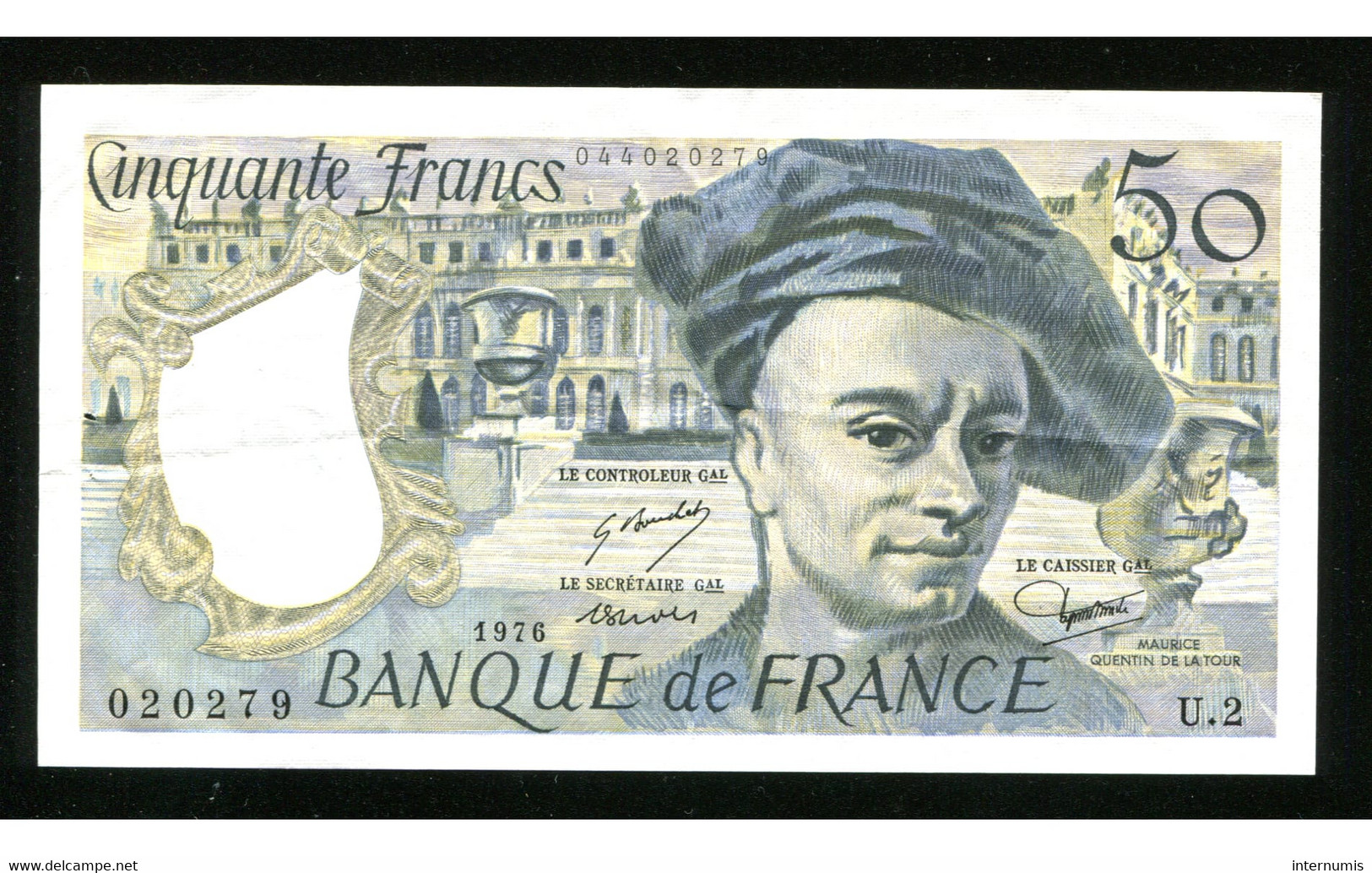 France, 50 FRANCS, QUENTIN DE LA TOUR, 1976, N° : U.2-020279, TTB (VF), P.152a, F.67.01 - 50 F 1976-1992 ''Quentin De La Tour''