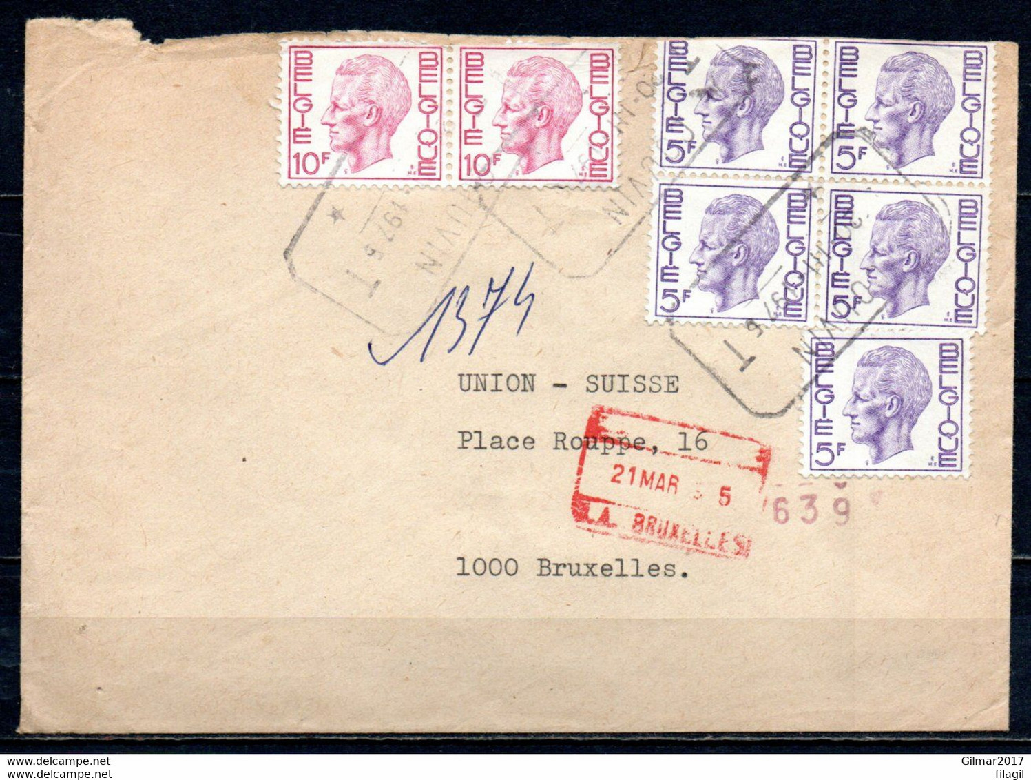 1584 + 1645 Gestempeld (telegraafstempel) COUVIN - 1970-1980 Elström