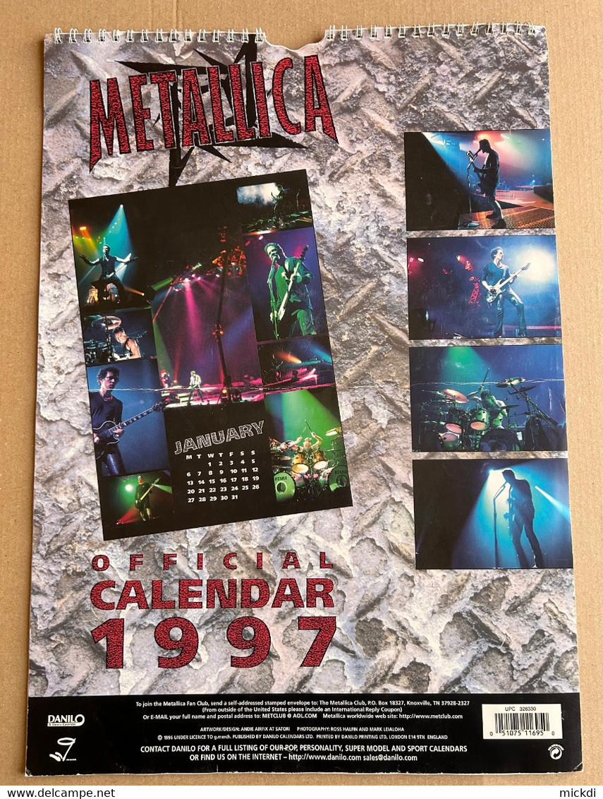 CALENDRIER 1997 METALLICA CALENDAR OFFICIAL 12 POSTERS