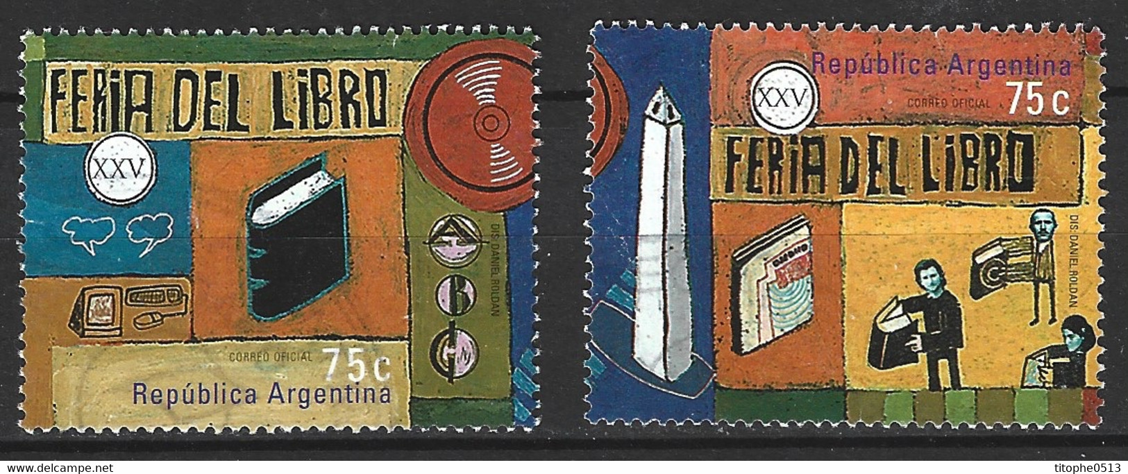 ARGENTINE. N°2080-1 Oblitérés De 1999. Foire Du Livre. - Used Stamps