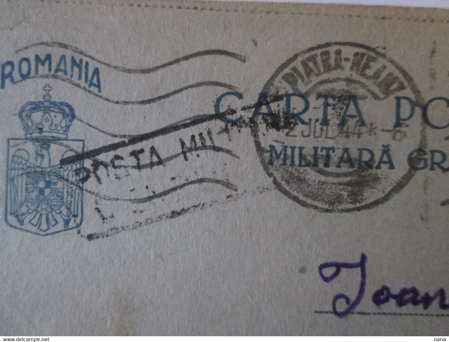 Roumanie Entier Pos.militaire Gratuite Cens.1944 Par La Poste Militaire Bureau 3181/Free Milit.pc.cens.1944 M.P.O.3181 - Cartas & Documentos