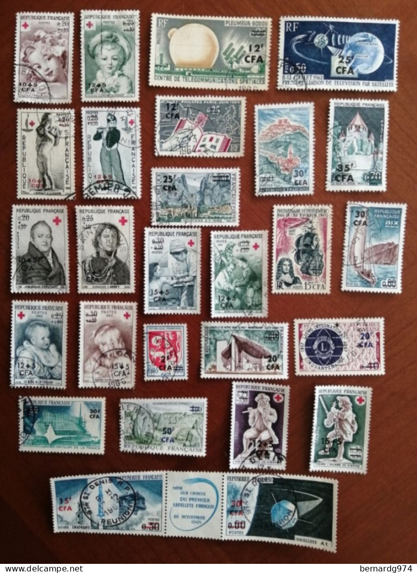 Réunion CFA : collection oblitérée quasi complète : 198 timbres sur 200