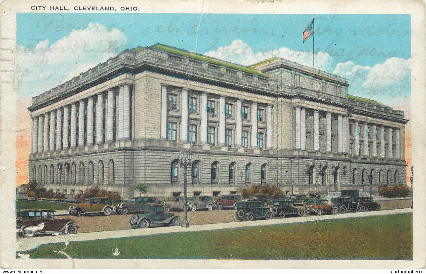 Cleveland City Hall Classic Cars In Front Vintage Postcard United States - Cleveland