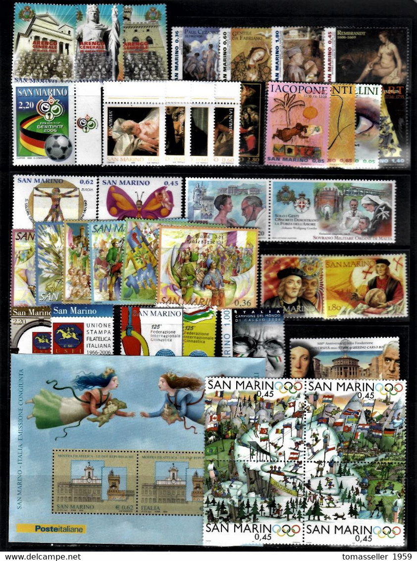 San Marino-2006 Full Year Set -15 Issues (39 St.+ 1 S/s+ Book.).MNH** - Volledig Jaar