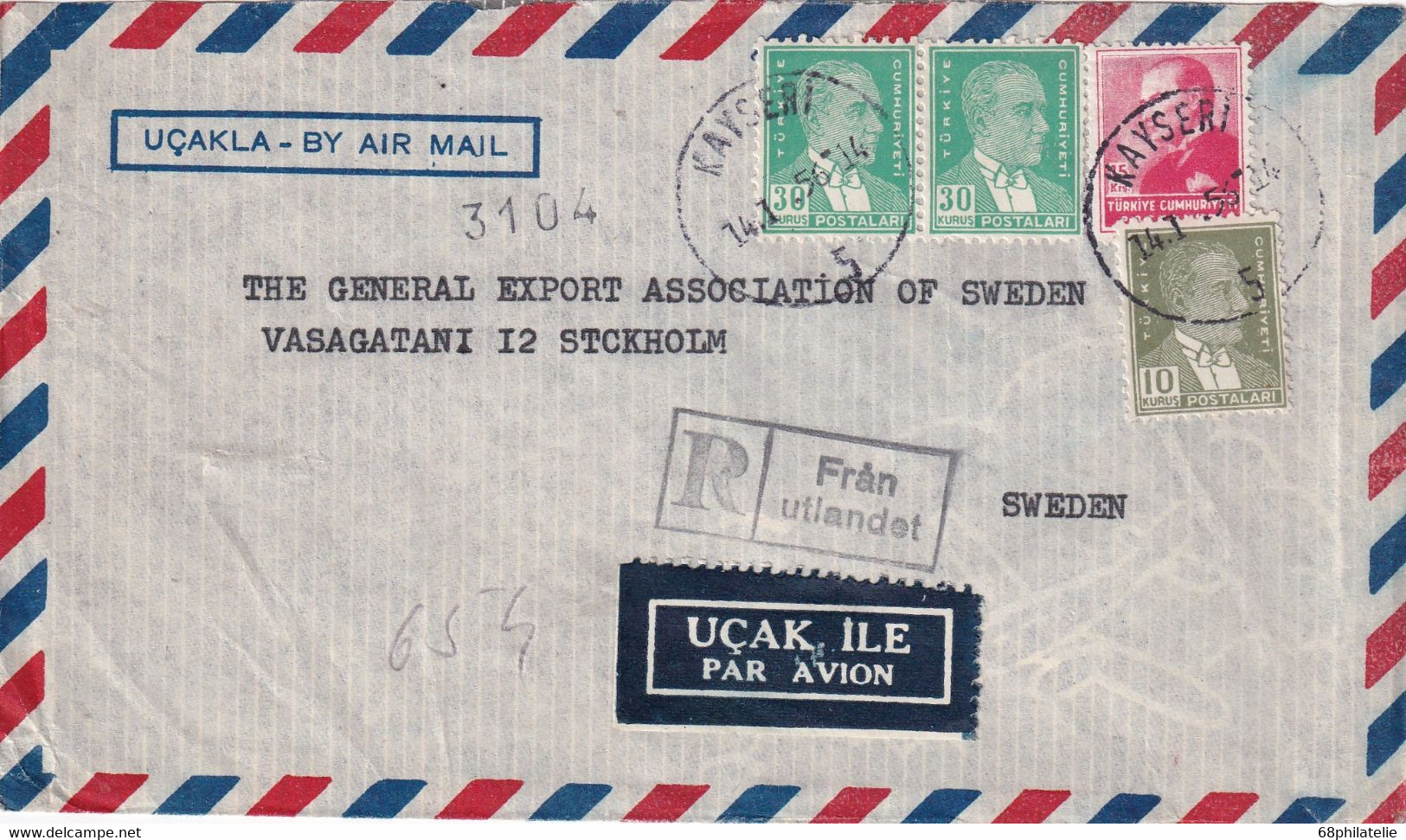 TURQUIE LETTRE DE KAYSERI 1956 - Briefe U. Dokumente