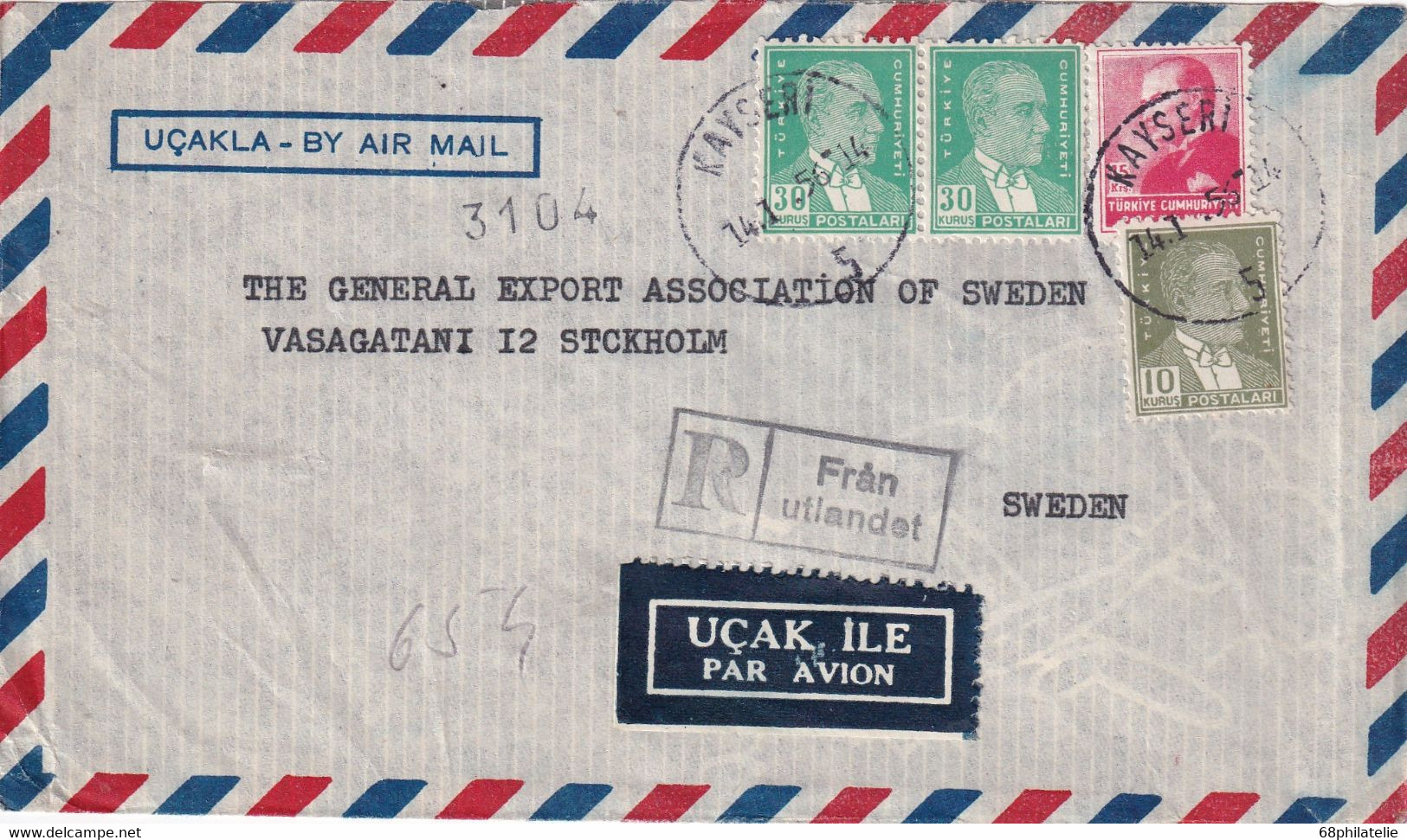 TURQUIE LETTRE DE KAYSERI 1956 - Covers & Documents