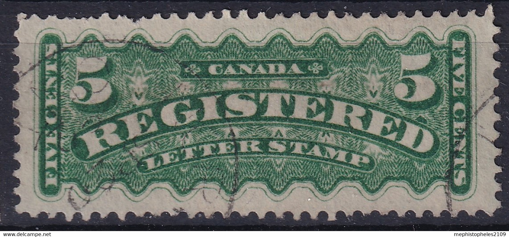 CANADA 1875 - Canceled - Sc# F2 - Registry Stamp - Used Stamps