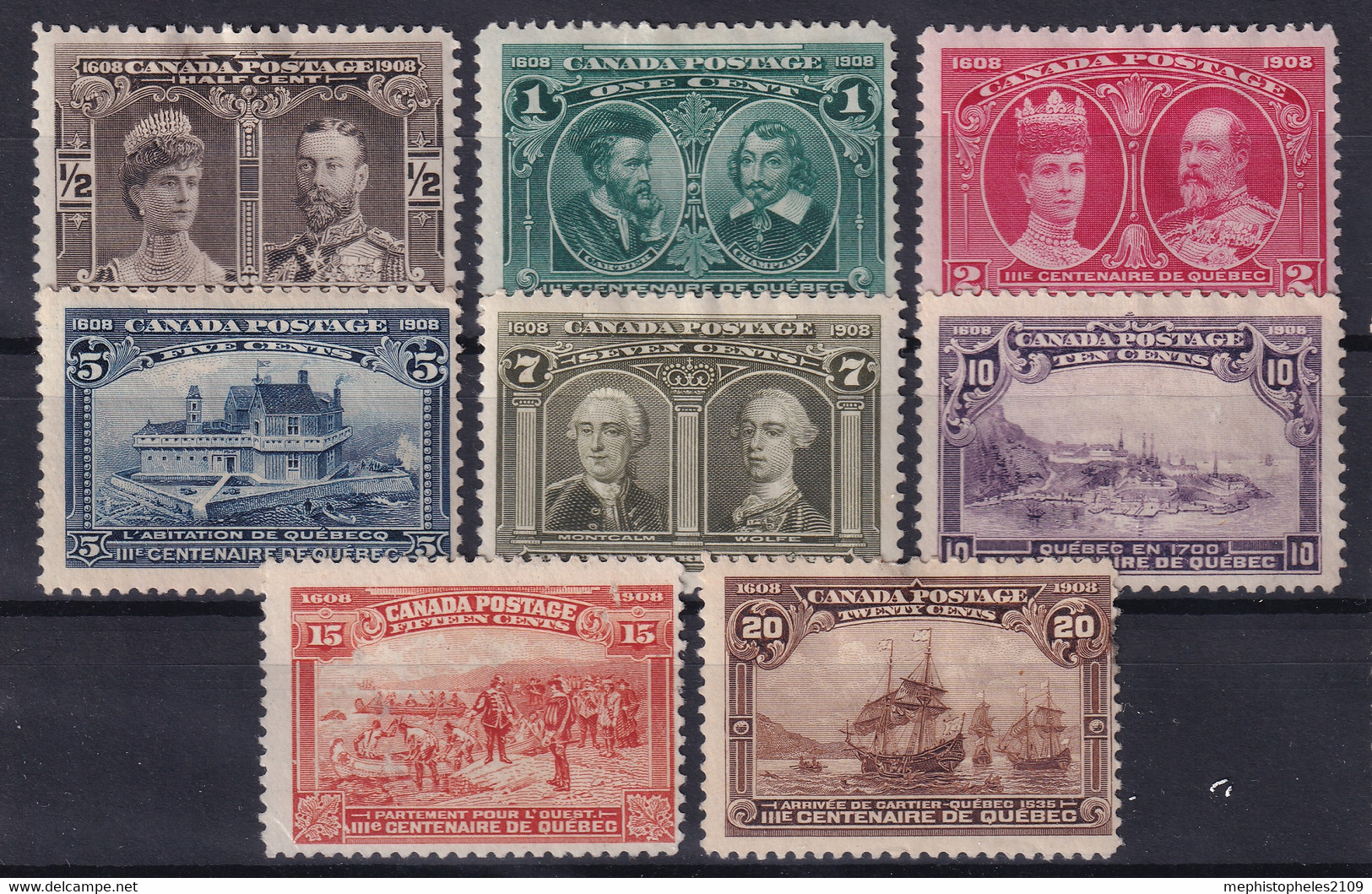 CANADA 1908 - MLH - Sc# 96-103 - Complete Set! (#103: 1 Tooth Short!) - Ongebruikt