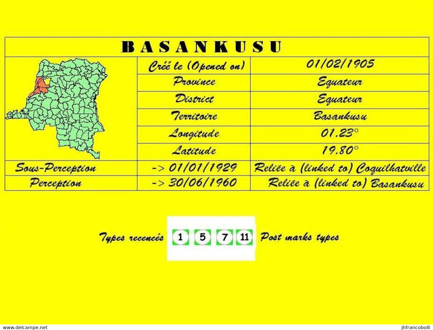 BASANKUSU BELGIAN CONGO / CONGO BELGE CANCEL STUDY [8] COB 318 TROPICAL FLOWER CENTRAL ROUND CANCEL - Variétés Et Curiosités