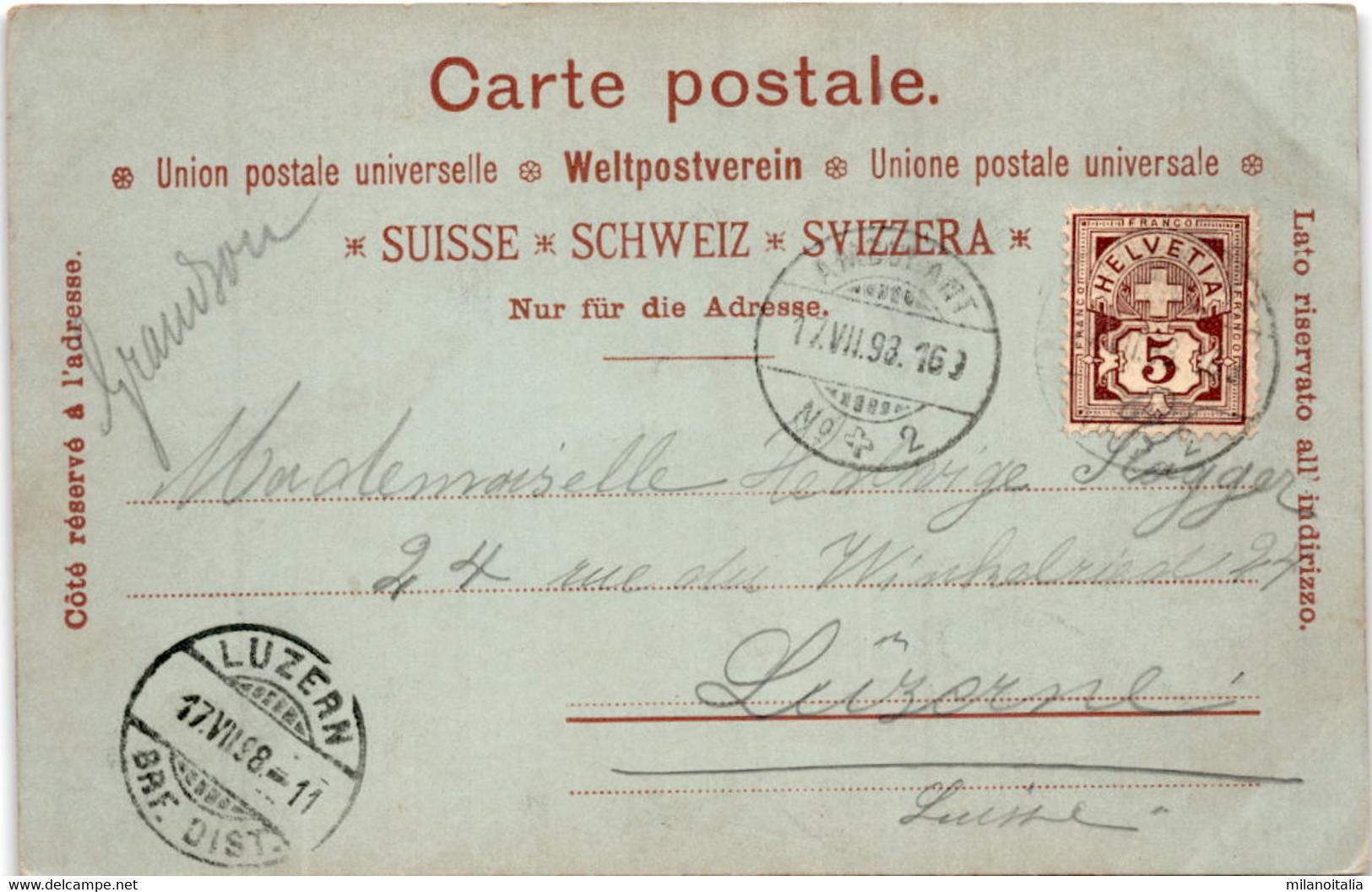 Souvenir De Grandson - Mondscheinkarte (2189) * 17. 7. 1898 - Grandson