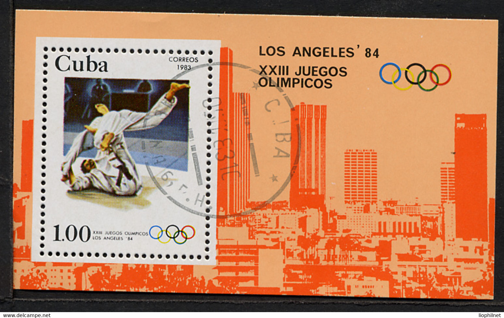 CUBA 1983, Yv. 74, J.O. Los Angeles'84, Judo, 1 Bloc, Oblitéré / Used. R126 - Judo