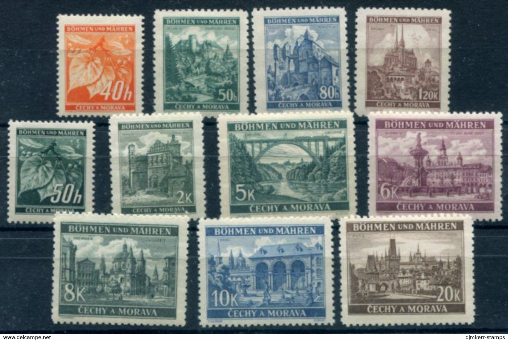 BOHEMIA & MORAVIA 1940 Definitive New Values  MNH / **.   Michel 38-41, 55-61 - Gebruikt