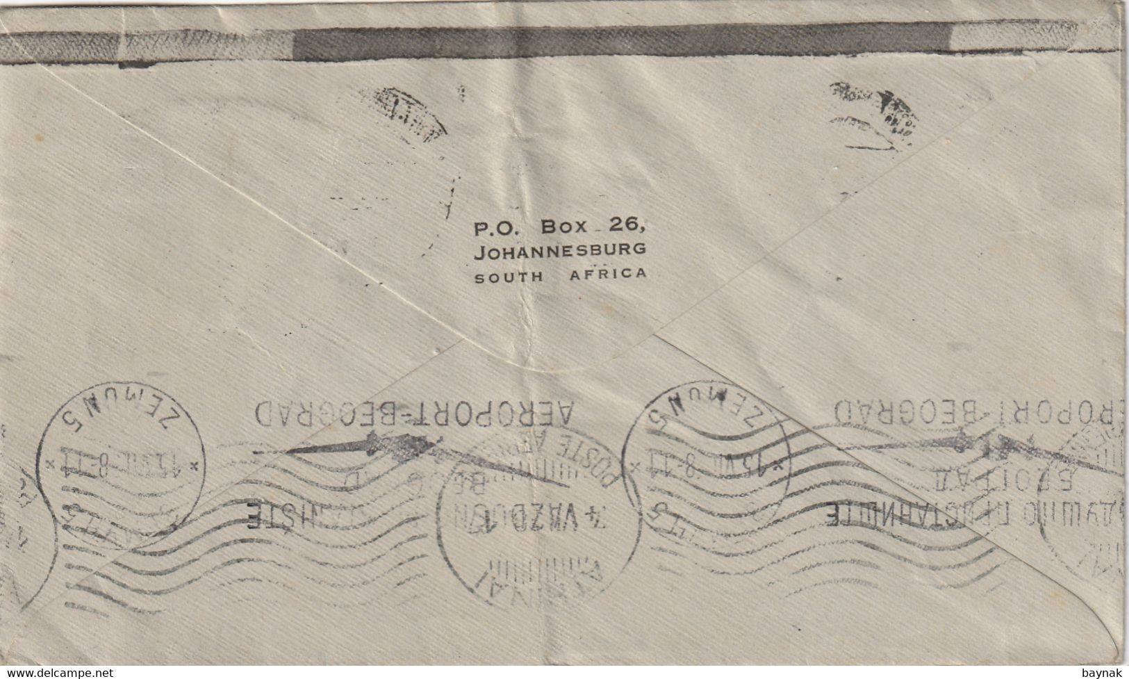 SOUTH   AFRICA  --  BRIEF  --   BY AIR MAIL  --   1938  --  JOHANNESBURG  TO ZAGREB, CROATIA - Luftpost