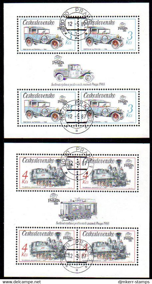 CZECHOSLOVAKIA 1987 PRAGA 88 Technical Monuments Blocks  Used.  Michel Blocks 70-71 - Oblitérés