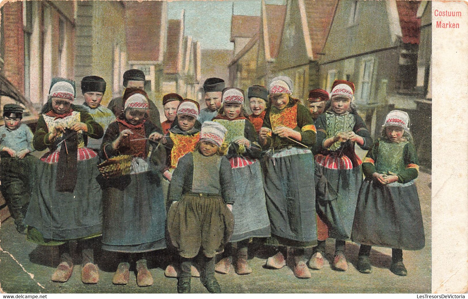 Enfant - Costume Marken - Edit. Marken - Colorisé - Enfants En Costume -  Carte Postale Ancienne - Children And Family Groups