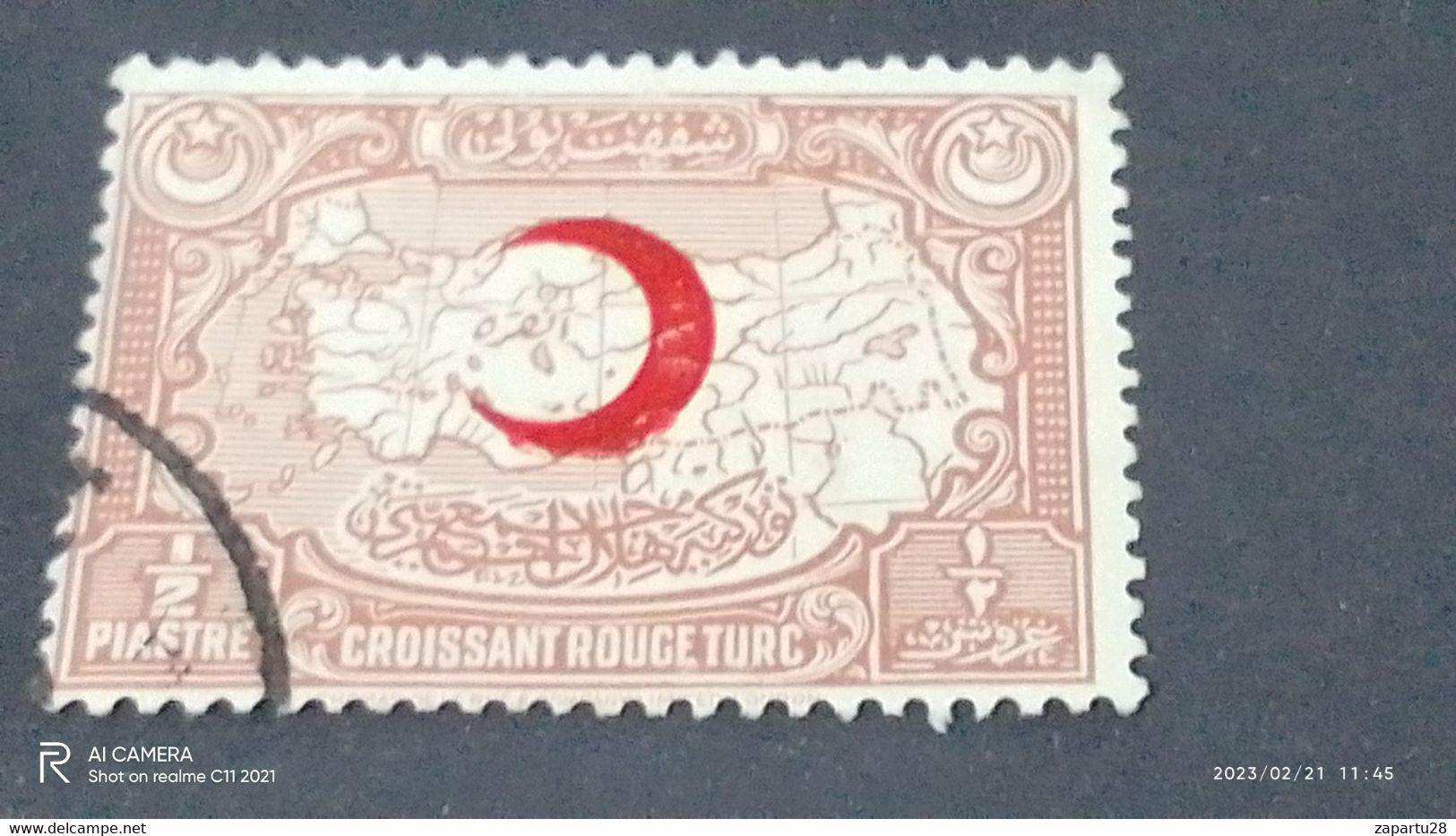 TÜRKEY--YARDIM PULLARI-1928  RED CRESENT 0.50 PİASTRE  DAMGALI - Timbres De Bienfaisance