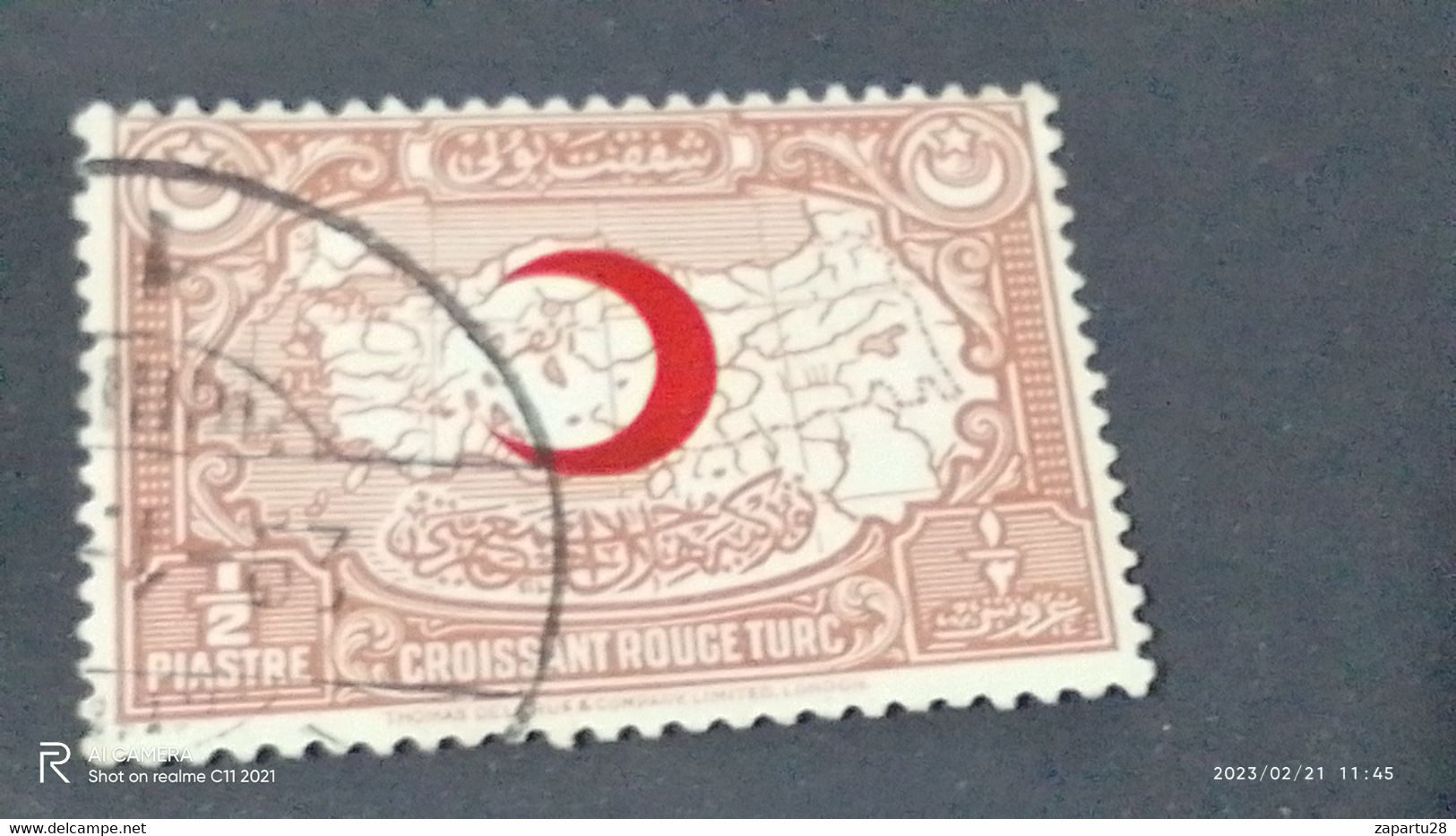 TÜRKEY--YARDIM PULLARI-1928  RED CRESENT 0.50 PİASTRE  DAMGALI - Timbres De Bienfaisance