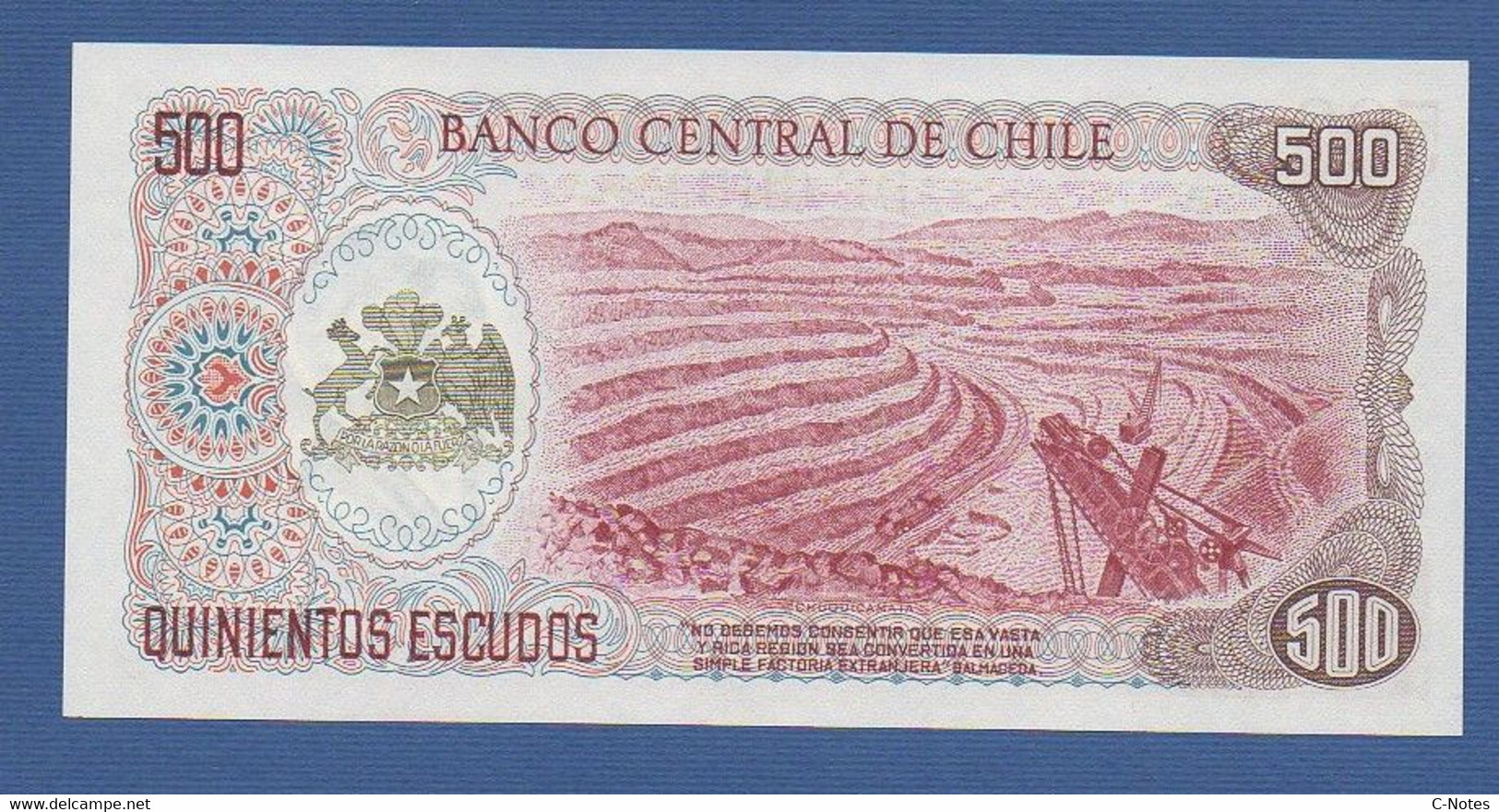 CHILE - P.145a1 – 500 Escudos ND 1971 UNC, Serie B8 2474173 - Chile