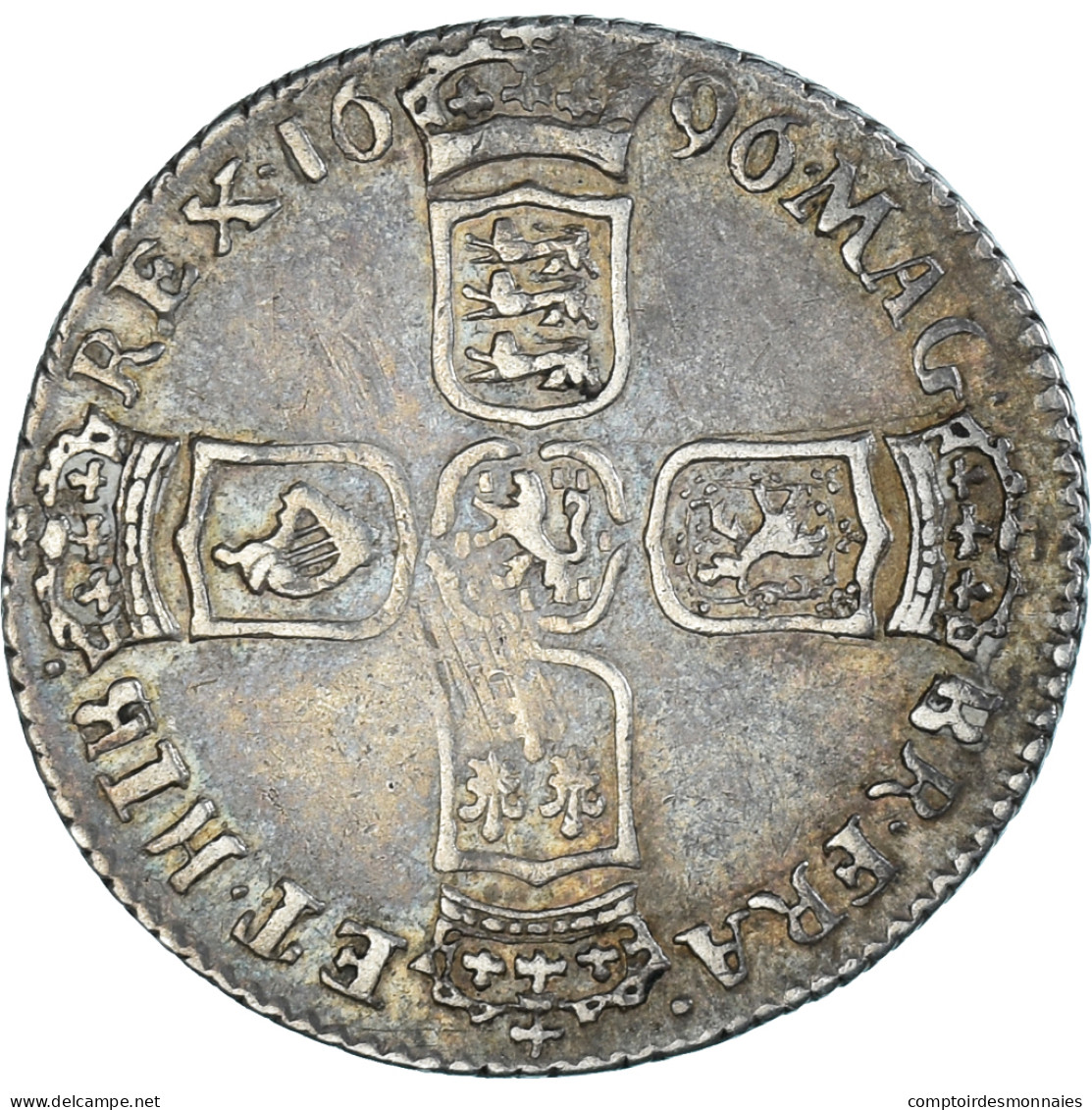 Monnaie, Grande-Bretagne, William III, 6 Pence, 1696, Exeter, TB+, Argent - G. 6 Pence