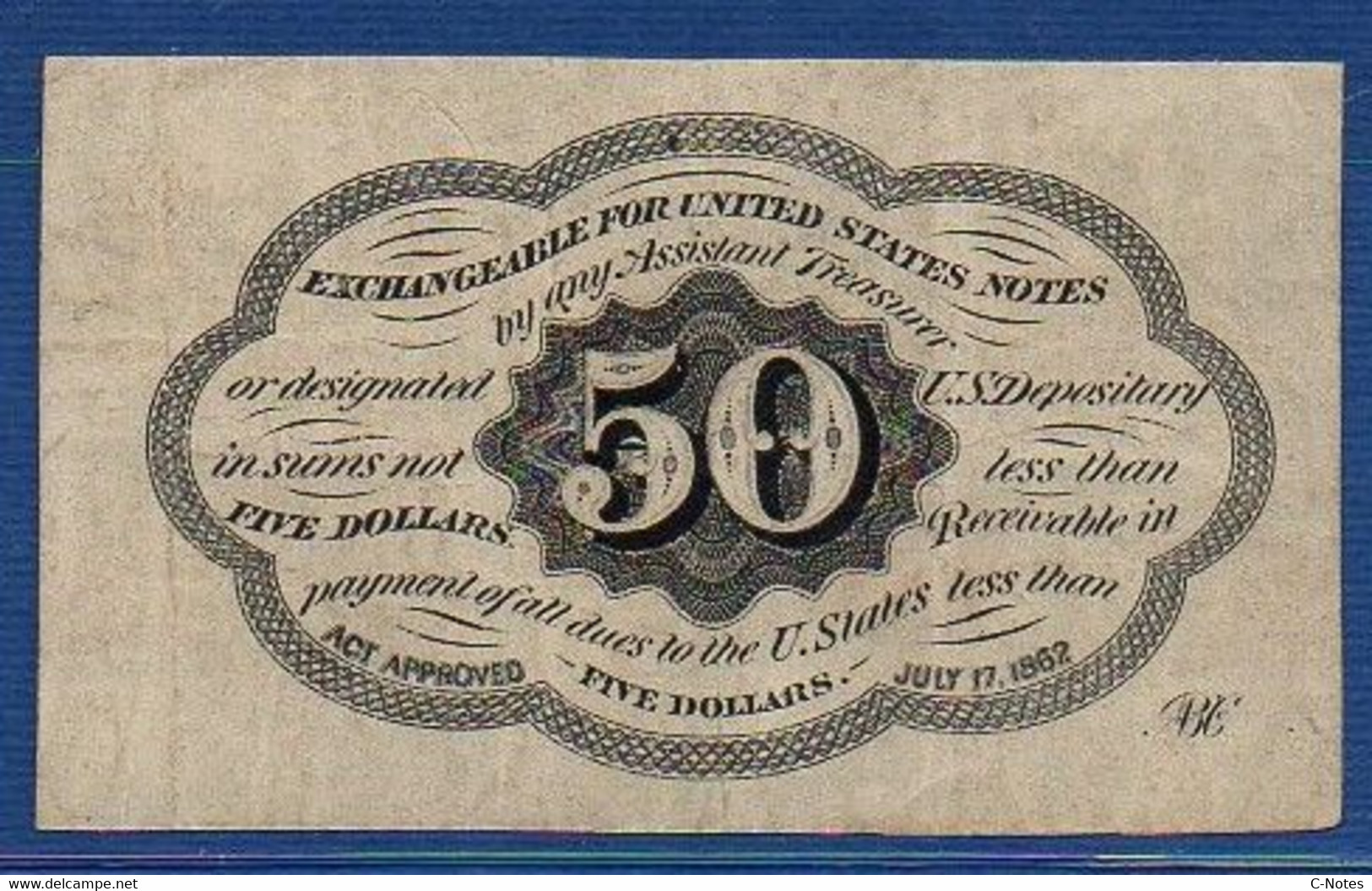 UNITED STATES OF AMERICA - P.100d – 50 Cents 1862 XF, No Serial Number - 1862 : 1° Emission