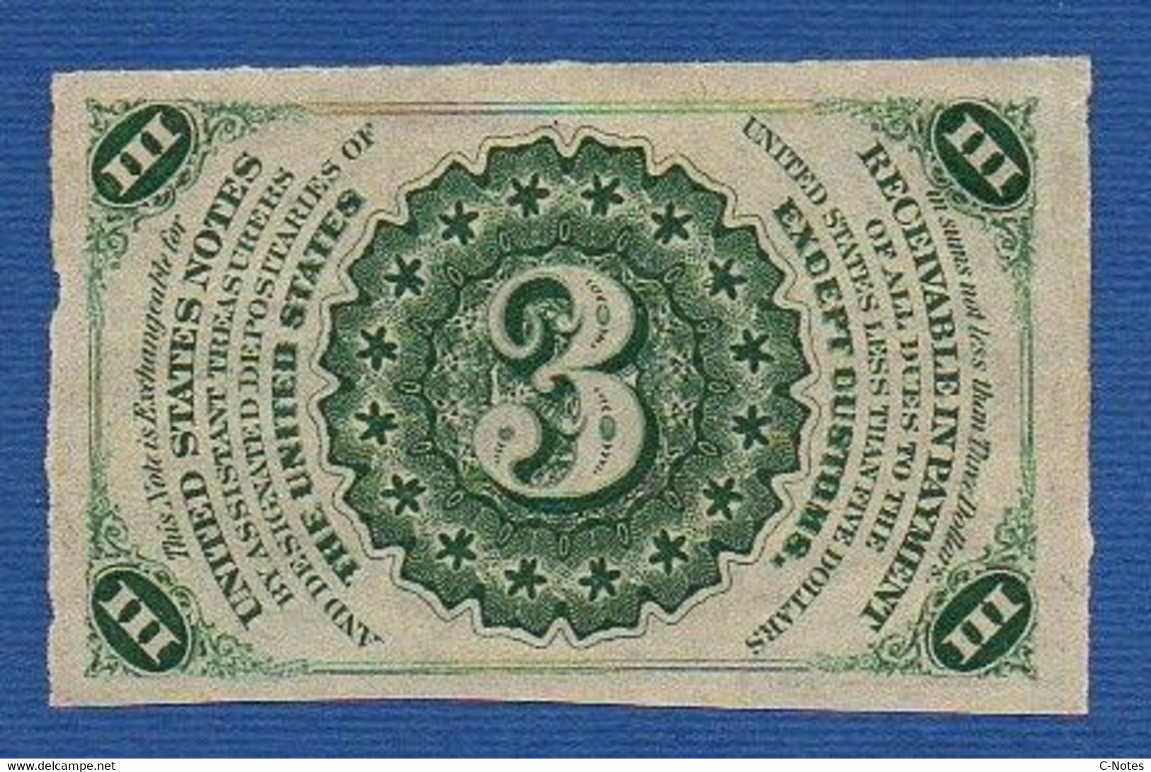 UNITED STATES OF AMERICA - P.105a – 3 Cents 1863 AUNC, No Serial Number - 1863 : 3° Emission
