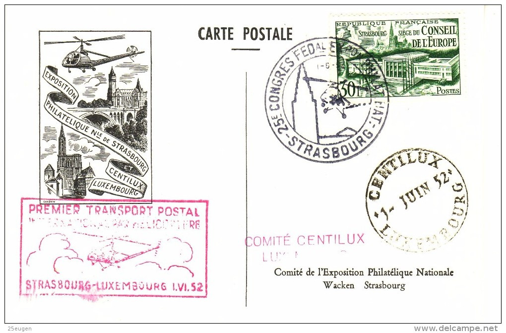 FRANCE 1952 EUROPA CEPT PRECURSOR SPECIAL POSTCARD - 1956