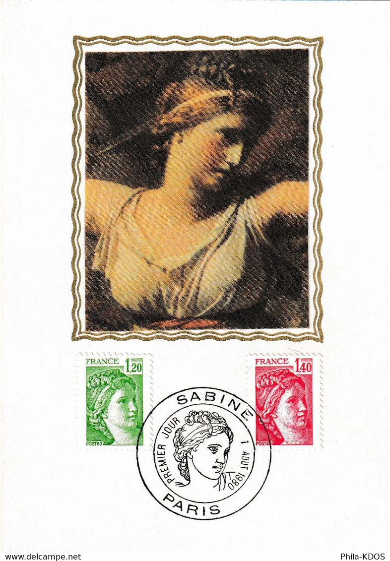 " SABINE " Sur Carte Maximum Soie De 1980. N° YT 2101 2102 Parfait état CM - 1977-1981 Sabine Van Gandon