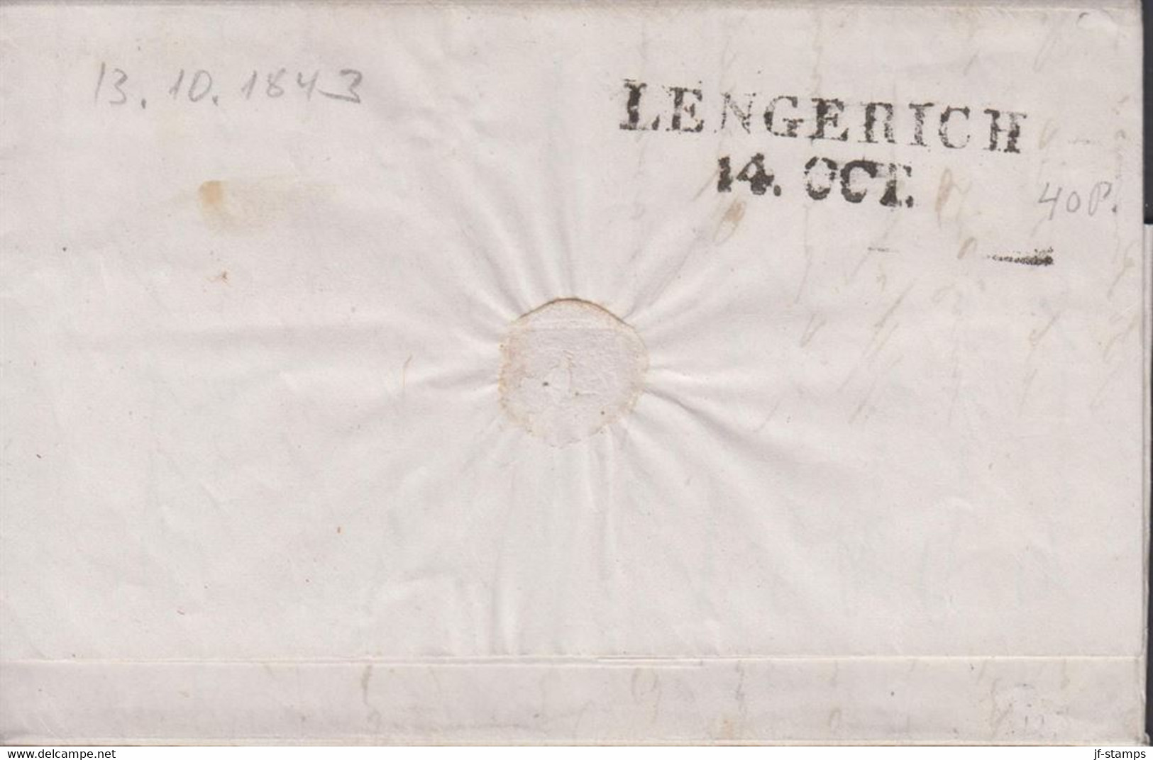 1843. DEUTSCHLAND. Fine Cover Cancelled BREMEN 23 10 And Reverse At Arrival LENGERICH 14. OCT. Several Int... - JF436627 - Bremen