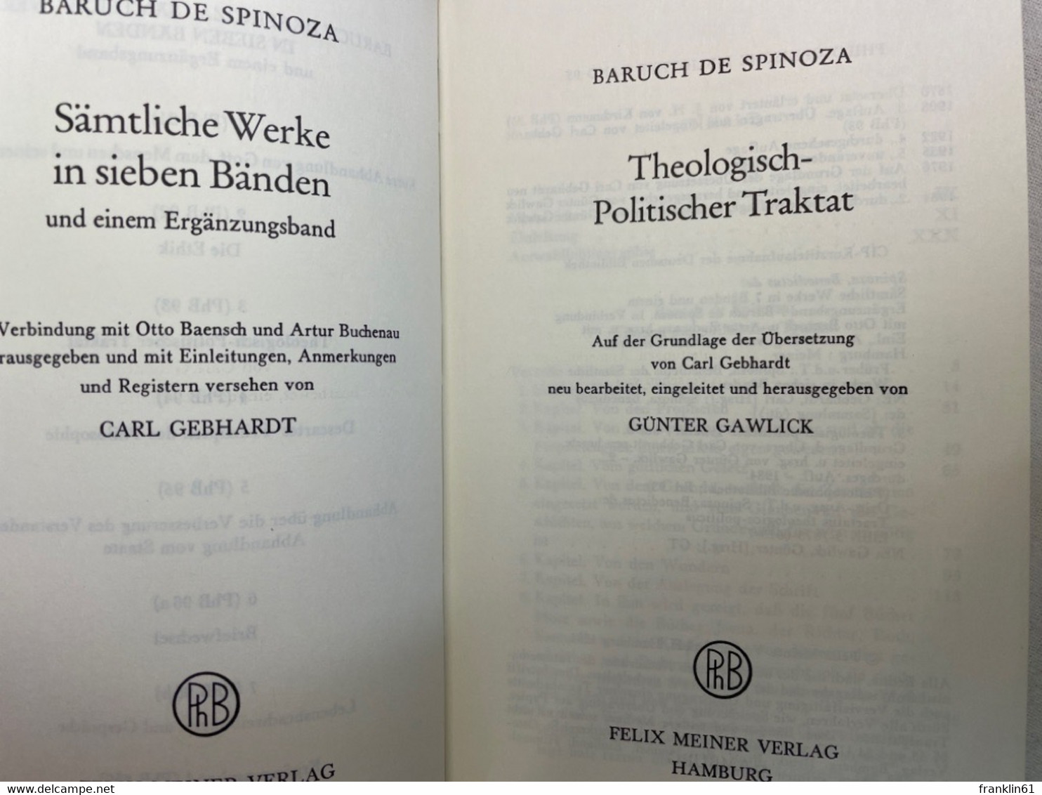 Spinoza, Benedictus De: Sämtliche Werke; Band 3., Theologisch-politischer Traktat. - Philosophie