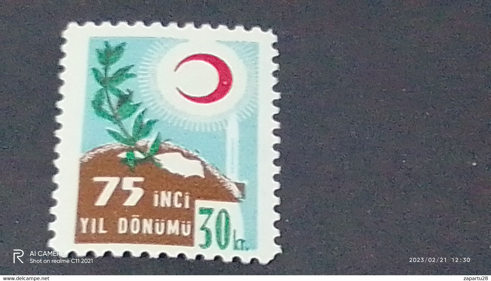 TÜRKEY--YARDIM PULLARI-1950-60  KIZILAY CEMİYETİ  30K  DAMGASIZ - Charity Stamps