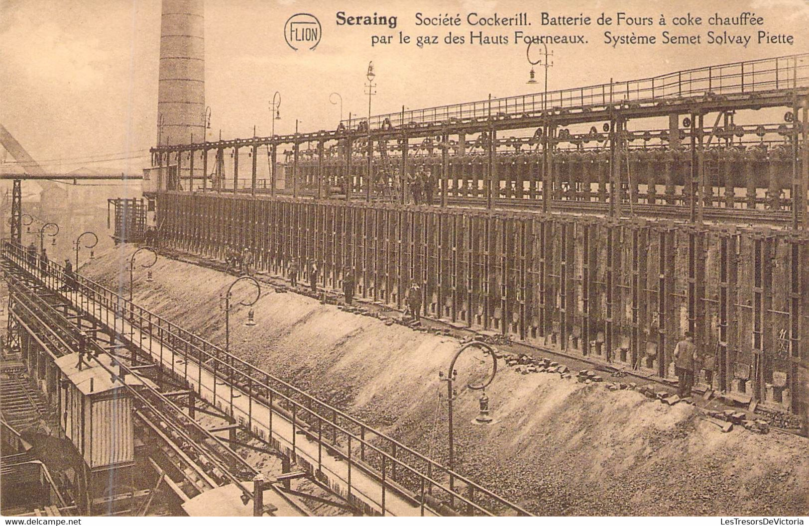 BELGIQUE - SERAING - SOCIETE COCKERILL - BATTERIE DE FOURS A COKE CHAUFFEE - JFH - Carte Postale Ancienne - Seraing