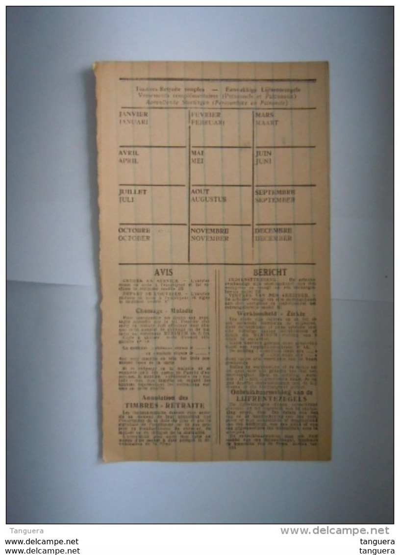 Dokument Zegels LIJFRENTEZEGEL Timbres De Retraite Privestempel Usine D'Angleur Vieille Montagne1939-1940 - Documents